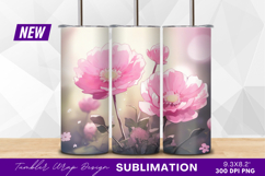 Pink floral illustration gentle springtime tumbler png Product Image 1