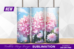 Pink dahlia flowers with blue sky background tumbler png Product Image 1