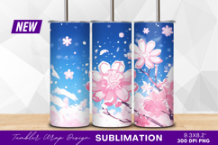 Pink flowers with snowflakes spring illustration tumbler png Product Image 1