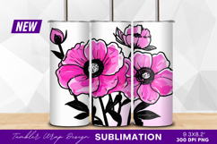 Pink watercolor flowers floral arrangement design tumbler Product Image 1
