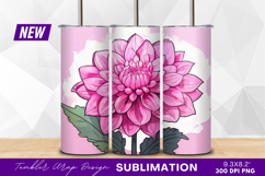 Pink dahlia blossom digital illustration tumbler png Product Image 1