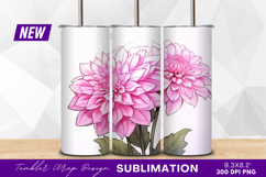 Pink dahlia flowers tumbler png Product Image 1