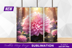 Pink dahlia flowers in a dreamy forest tumbler png Product Image 1
