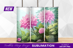 Pink dahlia flowers blossoming in a garden tumbler png Product Image 1