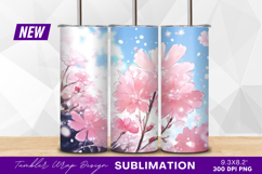 Pink spring blossoms against blue sky tumbler png Product Image 1