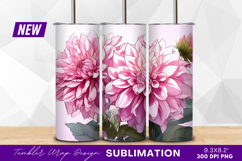 Pink dahlia flowers tumbler png illustration Product Image 1
