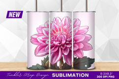 Pink dahlia flower tumbler png illustration Product Image 1