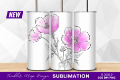 Pink poppy flower illustration tumbler png Product Image 1