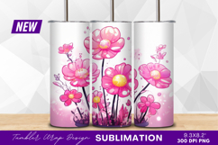 Pink flower cartoon arrangement tumbler png Product Image 1