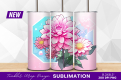 Pink dahlia flower arrangement tumbler png Product Image 1