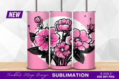 Pink flower bouquet tumbler png design Product Image 1