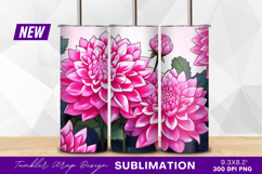 Pink dahlia flower illustration tumbler png Product Image 1