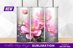 Pink flower blossom art tumbler png design Product Image 1
