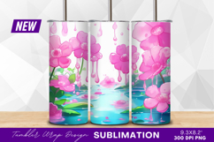 Pink flowers over water tumbler png Product Image 1