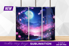 Pink blossoms glowing under moonlight tumbler png Product Image 1