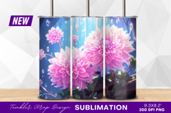 Pink dahlia flowers magical forest tumbler png Product Image 1