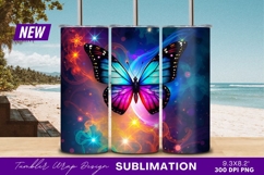 Colorful Butterfly Tumbler PNG Design Illustration Product Image 1