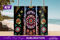 Vibrant Stained Glass Window Tumbler PNG Design Product Image 1