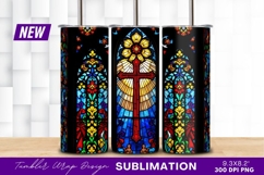 Stained Glass Window With Cross Tumbler Png Product Image 1
