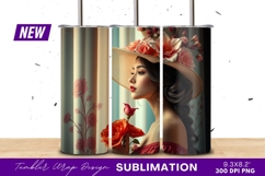 Elegant Woman With Flowers In Hat Tumbler Product Image 1