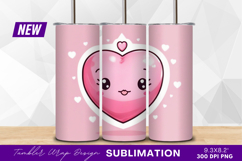 Cute Heart Face Illustration Tumbler Png Product Image 1