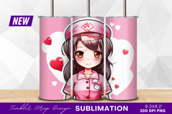 Anime Style Nurse With Hearts Tumbler Png Product Image 1