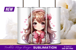 Cute Anime Girl With Hearts Tumbler Png Product Image 1