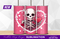 Skeleton With Heart Romantic Tumbler Png Product Image 1