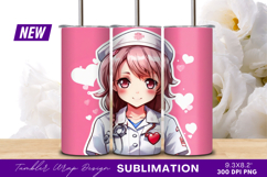 Anime Nurse With Hearts Pink Background Tumbler Png Product Image 1