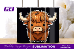 Cute Cartoon Highland Cow Isolated Tumbler Png Product Image 1