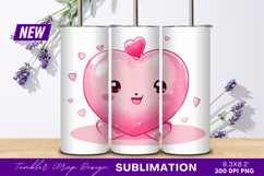 Cute Pink Heart Character Tumbler Png Image Product Image 1