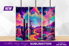Psychedelic Desert Landscape With Windmills Tumbler Product Image 1