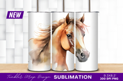 Horse Portrait Watercolor Painting Isolated Artwork Tumbler Product Image 1