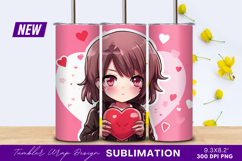 Anime Girl Holding Heart Valentines Day Tumbler Png Product Image 1