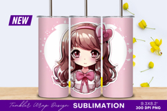 Cute Chibi Anime Girl Tumbler Png Product Image 1