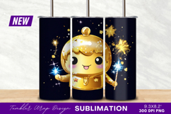 Golden Mascot Celebrating With Sparklers Tumbler Png Product Image 1