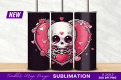 Cute Skeleton With Hearts Valentine Tumbler Png Product Image 1
