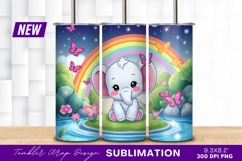Cute Elephant With Rainbow And Butterflies Tumbler Product Image 1
