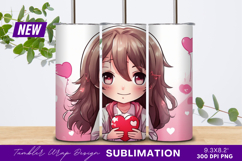 Anime Girl Holding Heart Tumbler Png Product Image 1