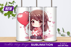 Anime Girl With Heart Balloon And Gift Tumbler Png Product Image 1