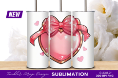 Pink Heart With Bow Tumbler Png Design Product Image 1