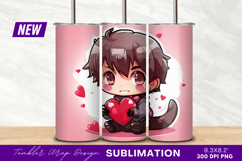 Cute Chibi Boy With Heart Illustration Tumbler Png Product Image 1