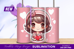 Cute Cartoon Nurse Holding Heart Tumbler Png Product Image 1