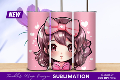 Cute Anime Girl With Pink Bows Tumbler Png Product Image 1