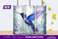 Colorful Hummingbird Flying Among Flowers Tumbler Png Product Image 1