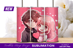 Cartoon Couple Holding Heart Valentines Day Tumbler Png Product Image 1