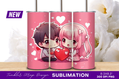 Cute Anime Girl With Kitten Valentine Illustration Tumbler Product Image 1