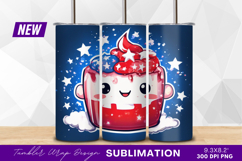 Patriotic Kawaii Drink For Fourth Of July Tumbler Png Product Image 1