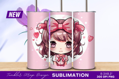Cute Anime Girl With Bow And Hearts Tumbler Png Product Image 1