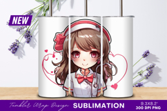 Cute Anime Nurse With Hearts Illustration Tumbler Png Product Image 1